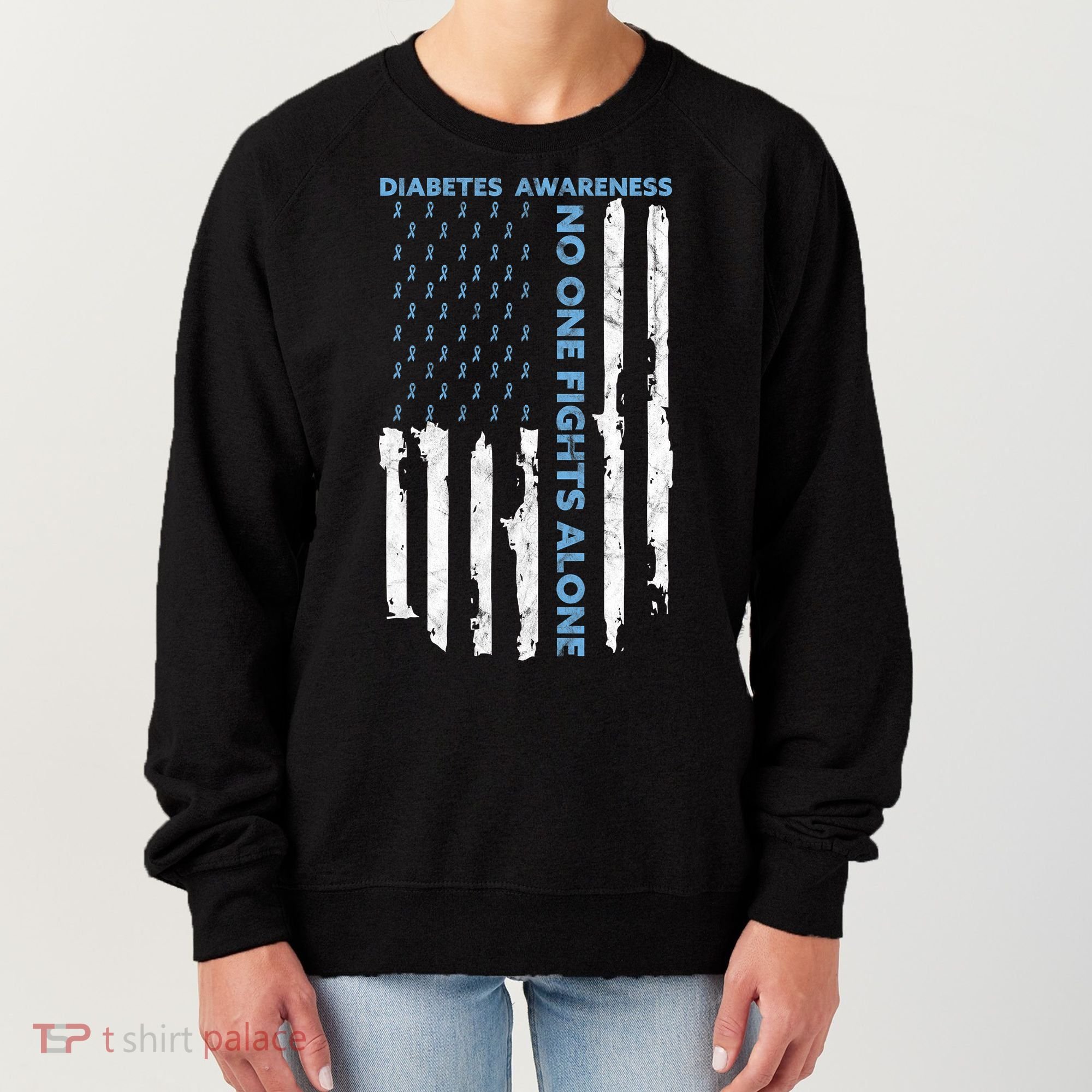 Diabetes Awareness Month American Flag Warrior T1 T2 Women's Sweatshirt