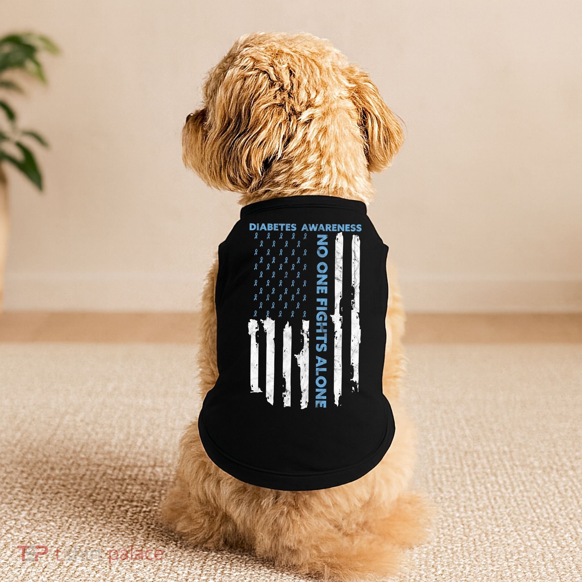 Diabetes Awareness Month American Flag Warrior T1 T2 Doggie Tank