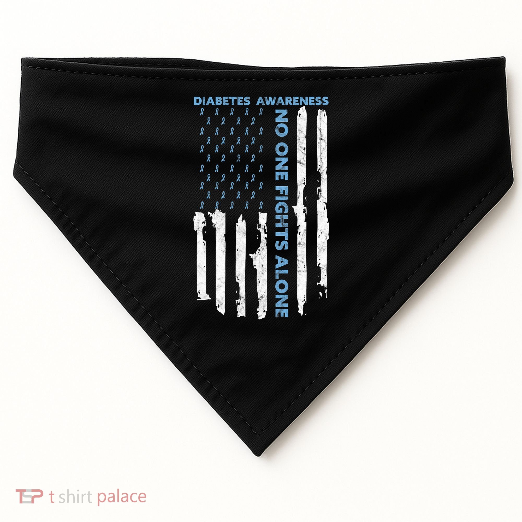 Diabetes Awareness Month American Flag Warrior T1 T2 USA-Made Doggie Bandana