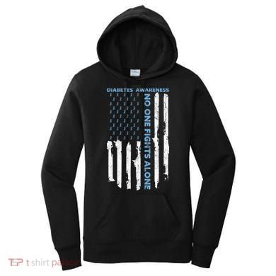 Diabetes Awareness Month American Flag Warrior T1 T2 Women's Hoodie