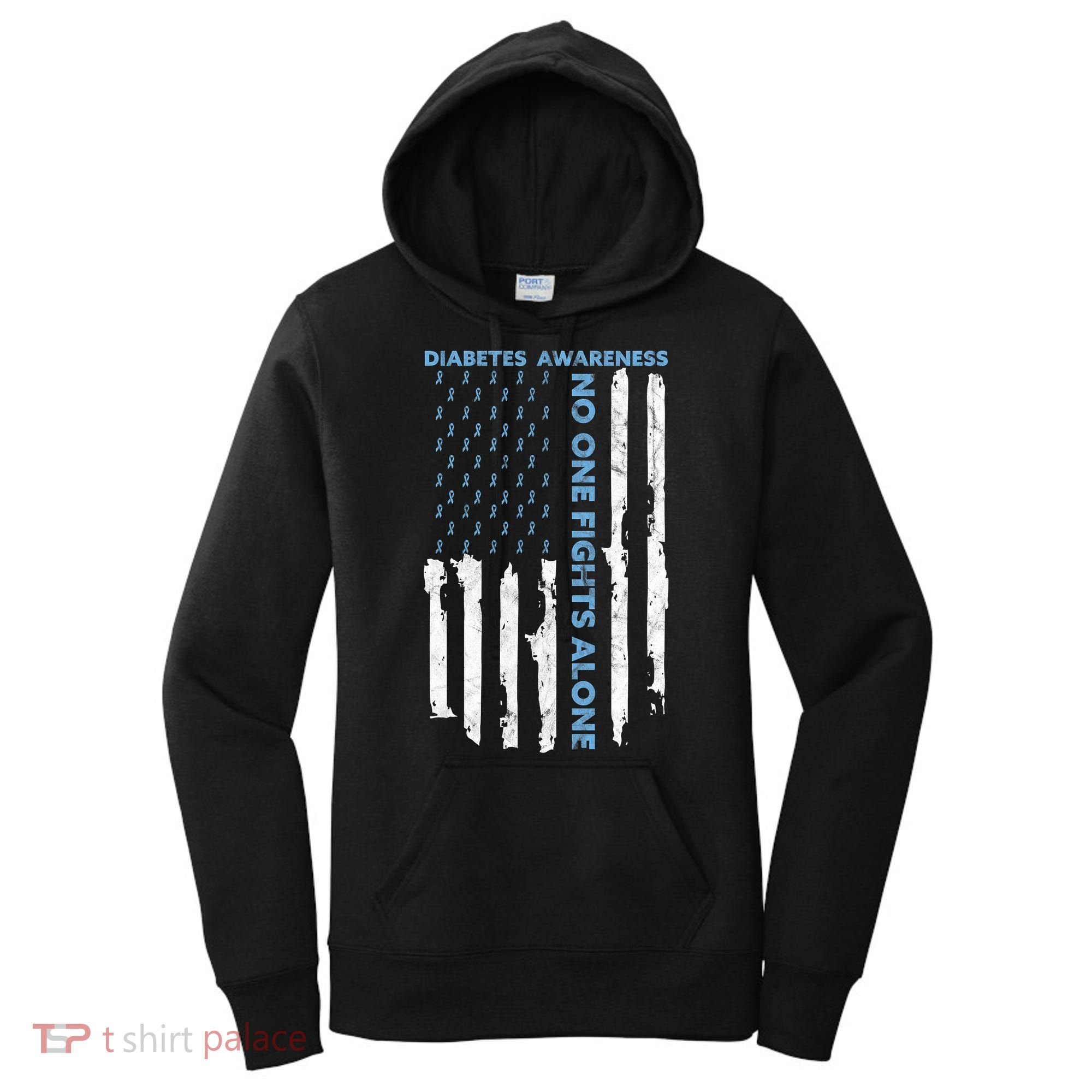 Diabetes Awareness Month American Flag Warrior T1 T2 Women's Hoodie