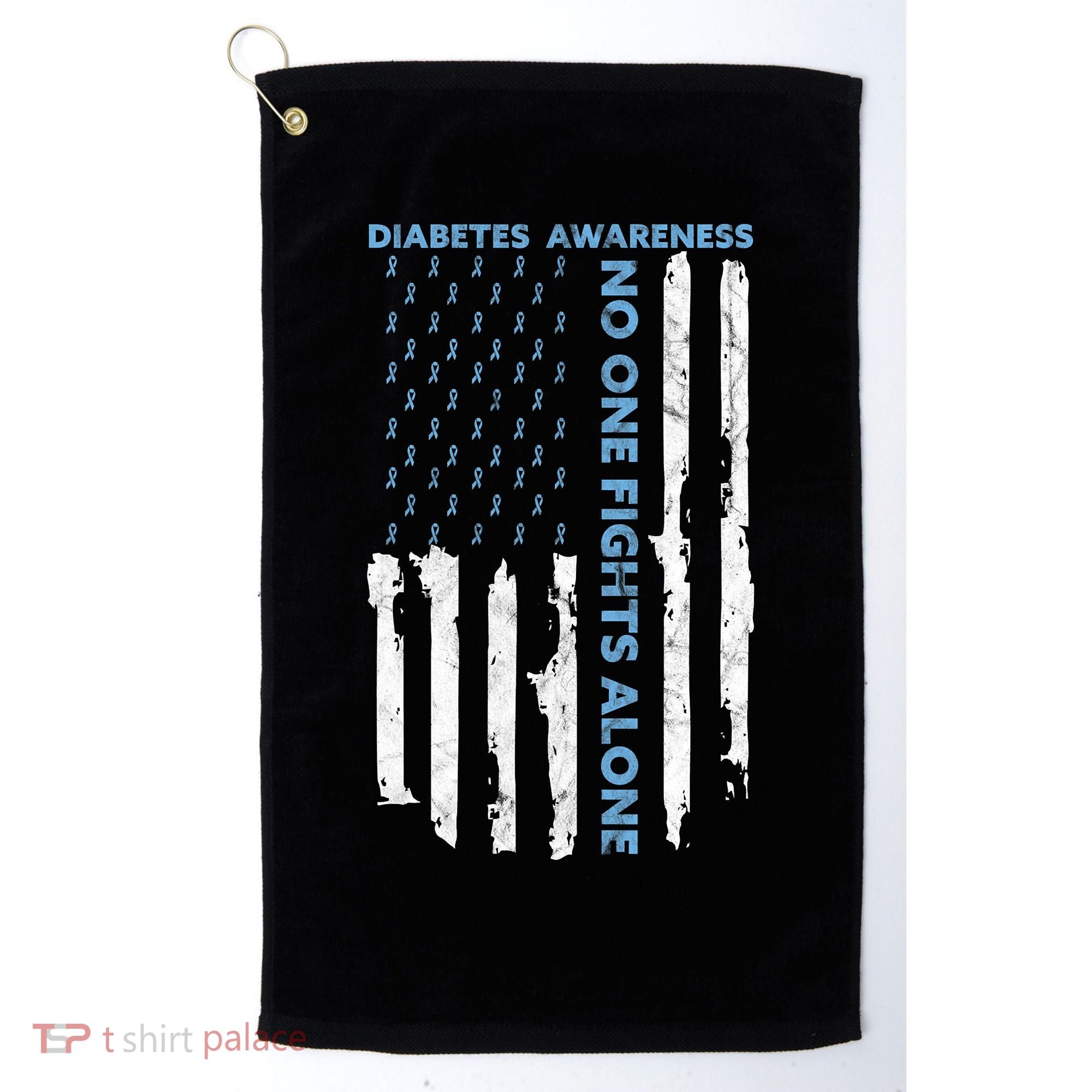 Diabetes Awareness Month American Flag Warrior T1 T2 Golf Towel