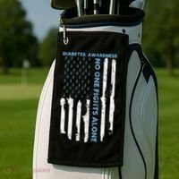 Diabetes Awareness Month American Flag Warrior T1 T2 Golf Towel thumb 2