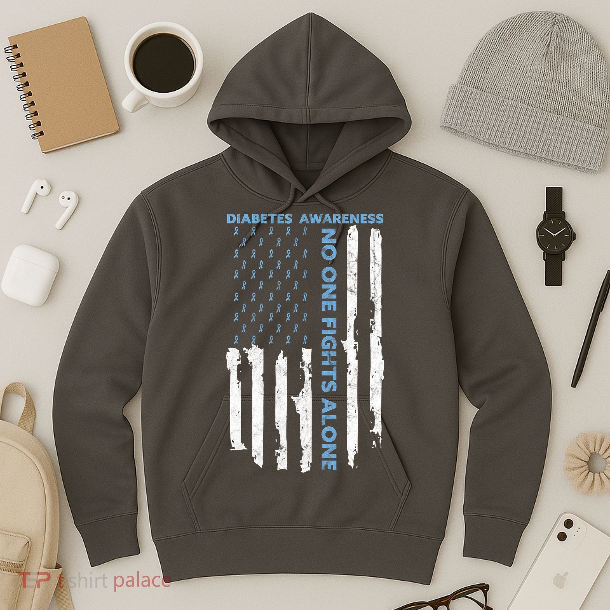 Diabetes Awareness Month American Flag Warrior T1 T2 Hoodie