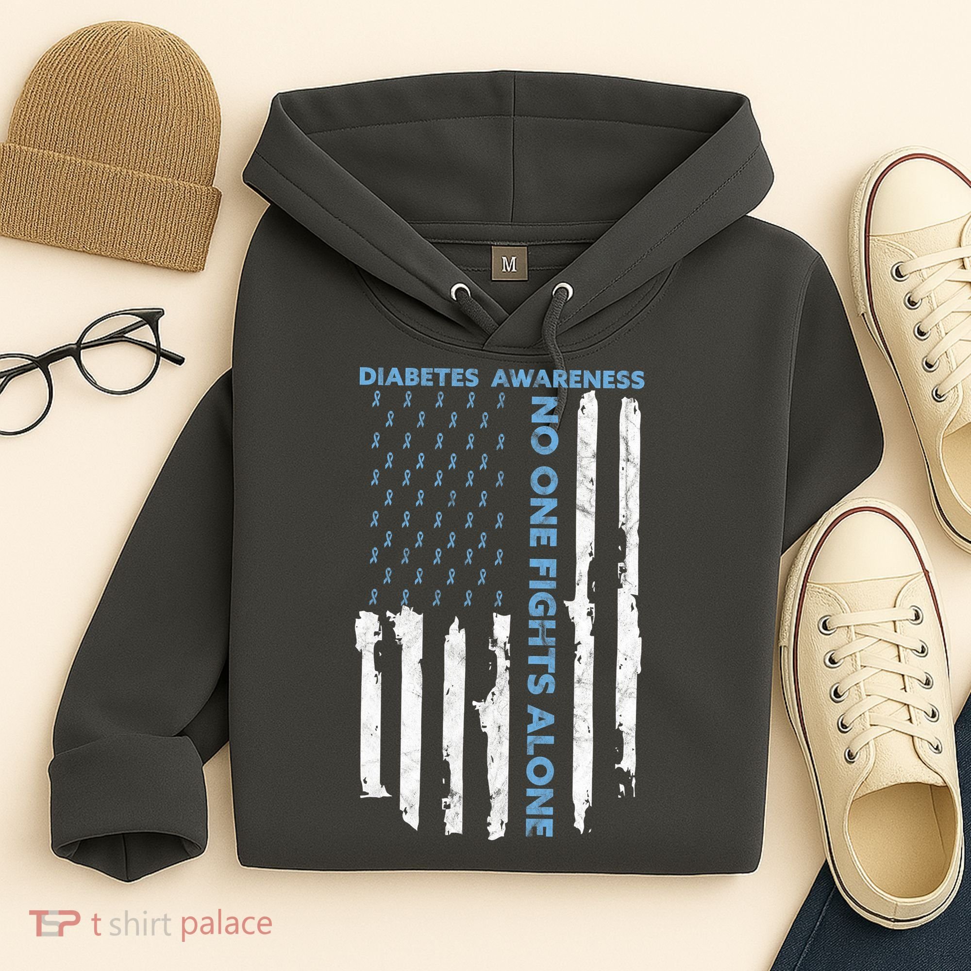 Diabetes Awareness Month American Flag Warrior T1 T2 Hoodie
