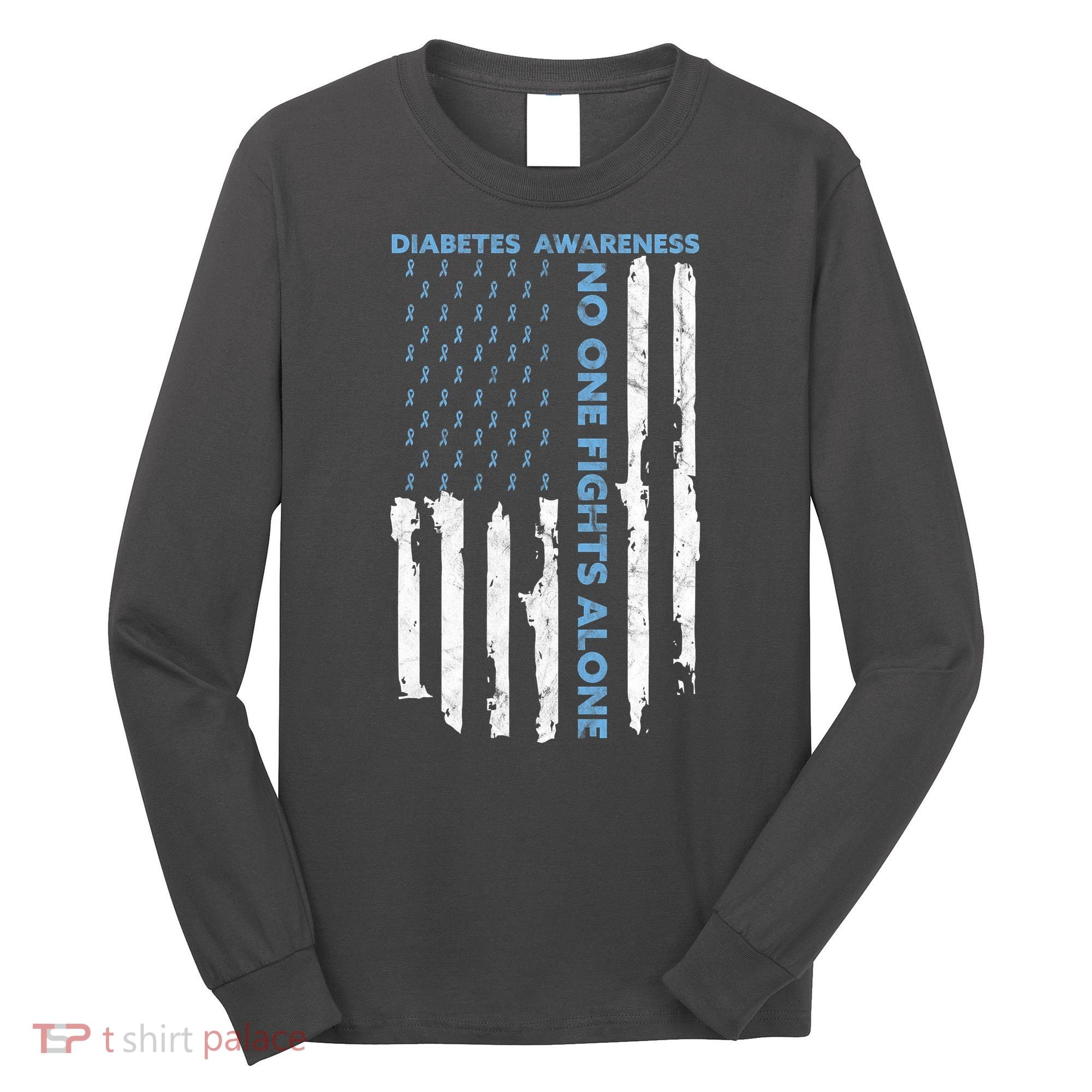 Diabetes Awareness Month American Flag Warrior T1 T2 Long Sleeve Shirt
