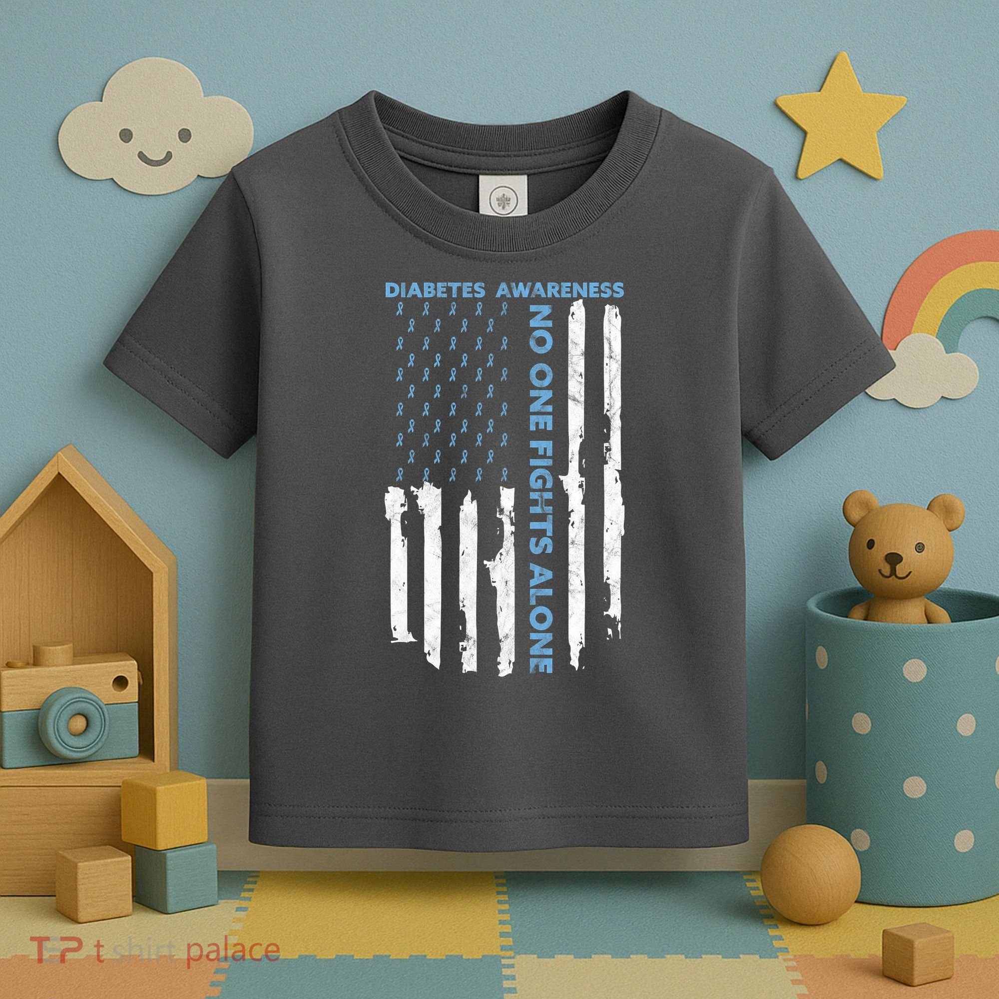 Diabetes Awareness Month American Flag Warrior T1 T2 Toddler T-Shirt
