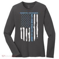 Diabetes Awareness Month American Flag Warrior T1 T2 Women's Long Sleeve Shirt thumb 0