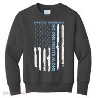 Diabetes Awareness Month American Flag Warrior T1 T2 Kids Sweatshirt thumb 0