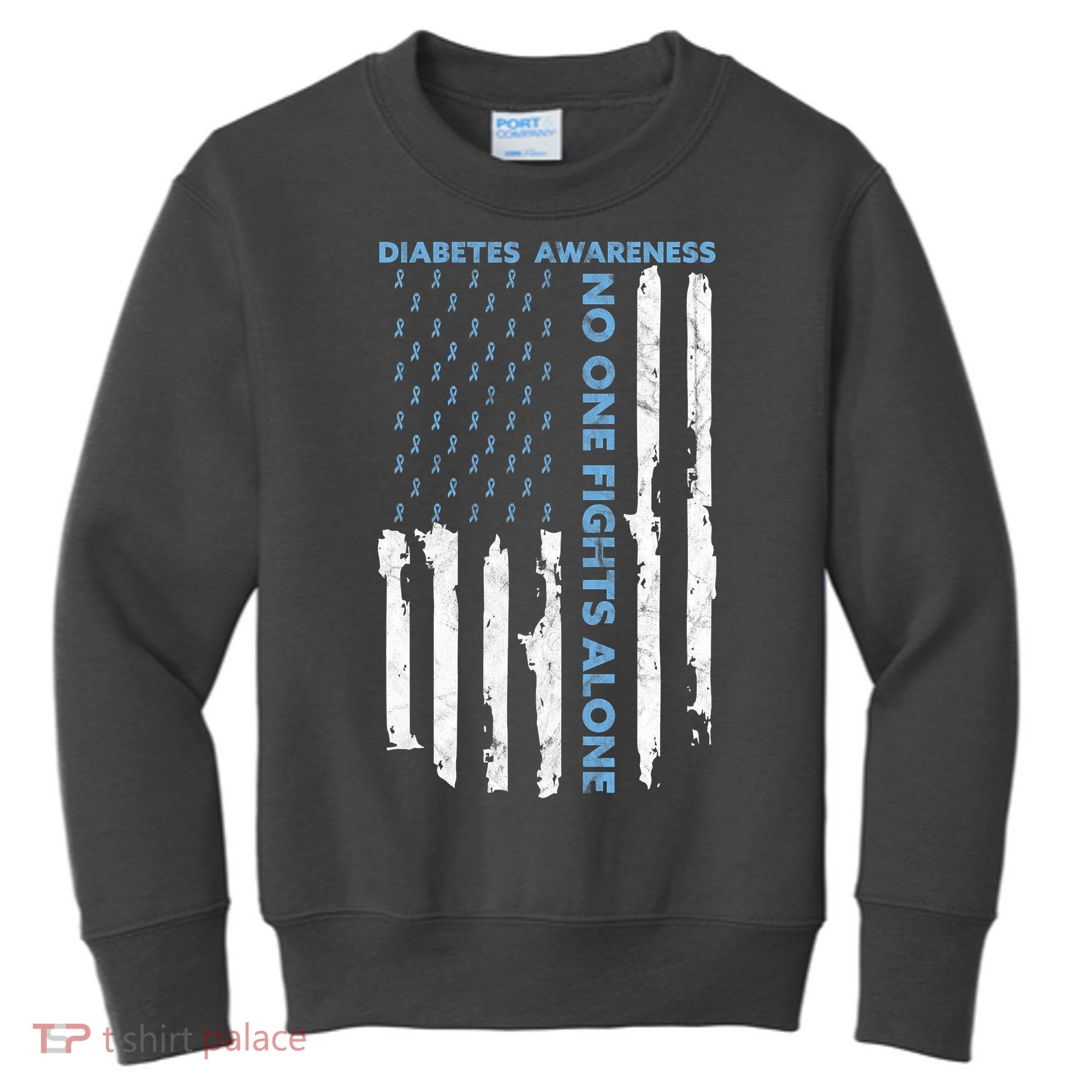 Diabetes Awareness Month American Flag Warrior T1 T2 Kids Sweatshirt