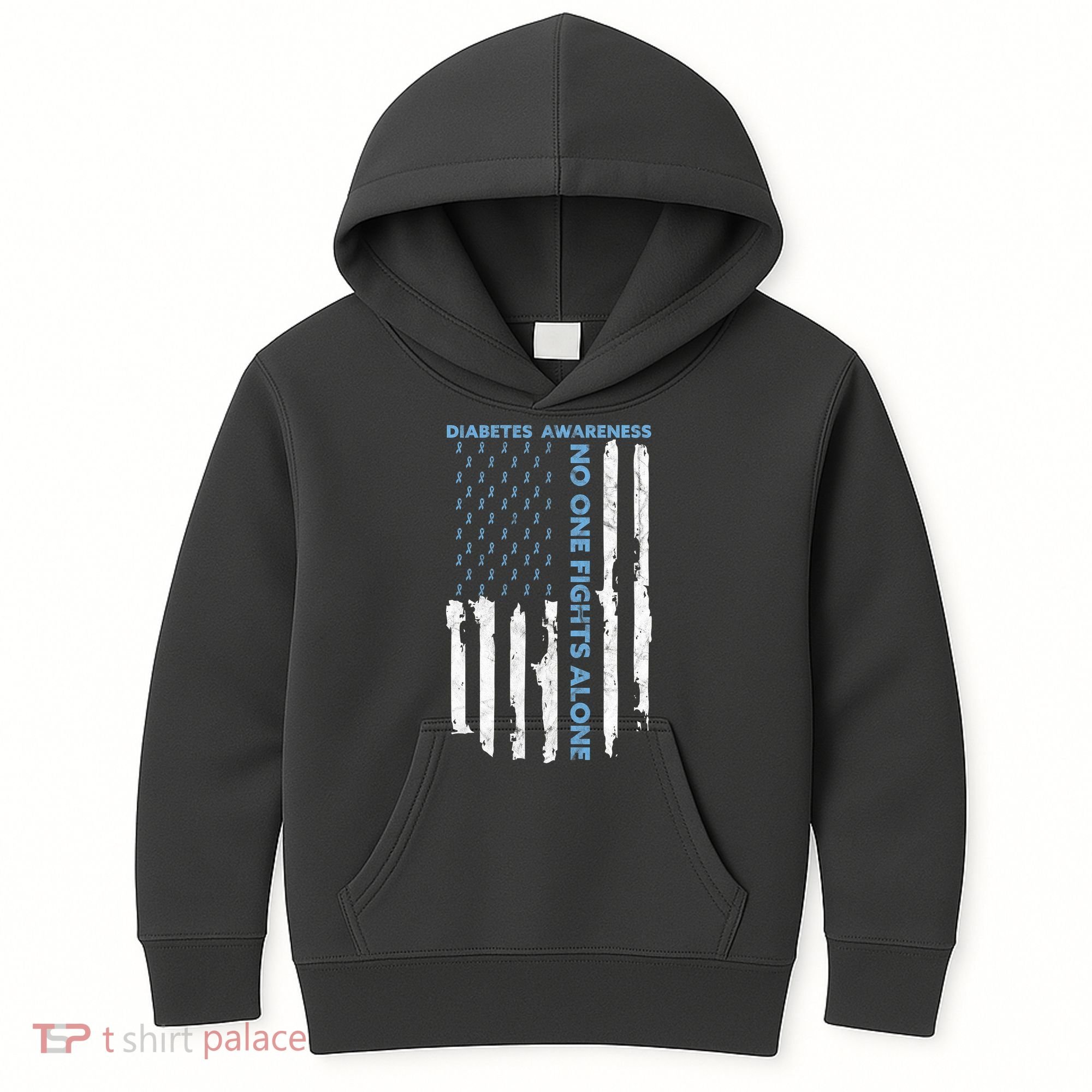Diabetes Awareness Month American Flag Warrior T1 T2 Kids Hoodie