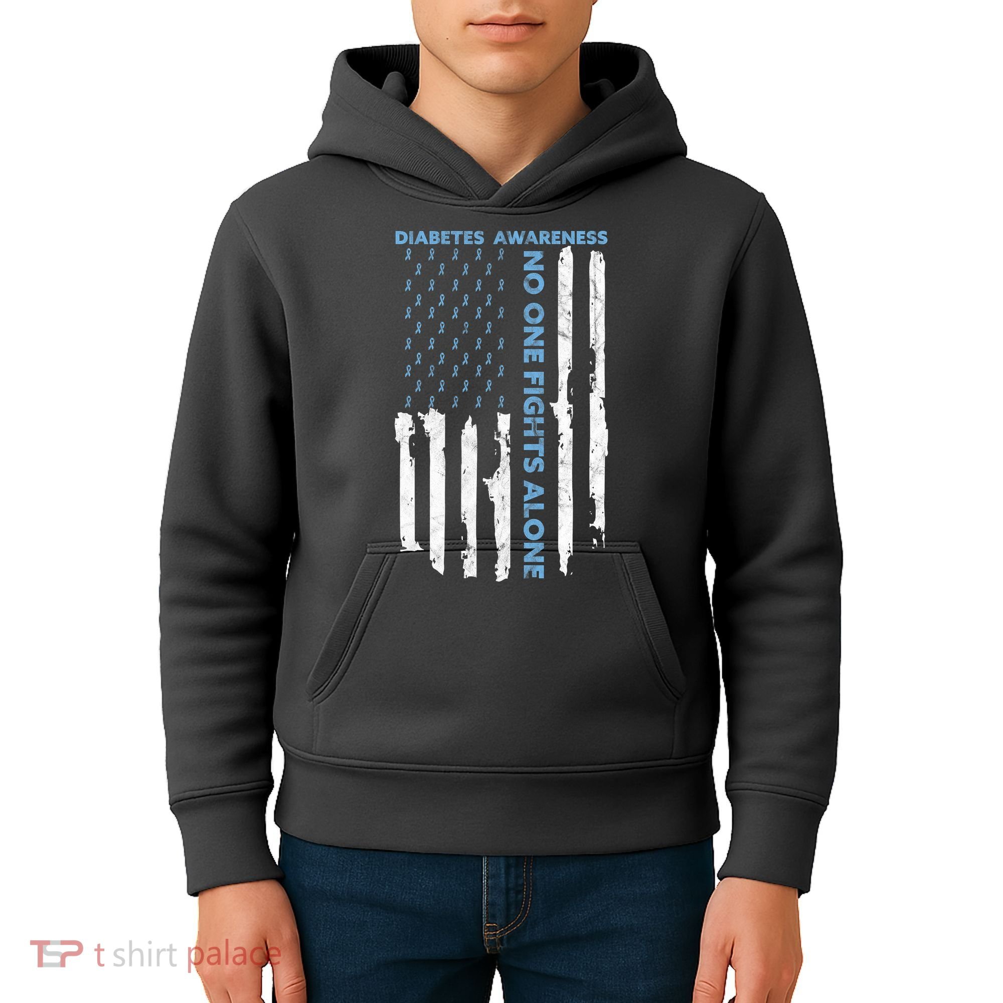 Diabetes Awareness Month American Flag Warrior T1 T2 Kids Hoodie