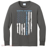 Diabetes Awareness Month American Flag Warrior T1 T2 Kids Long Sleeve Shirt thumb 0