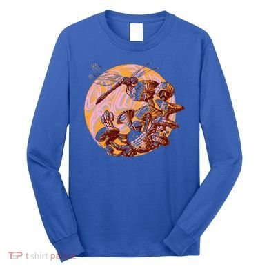 Dragonfly And Mushrooms Cottage Core Long Sleeve Shirt