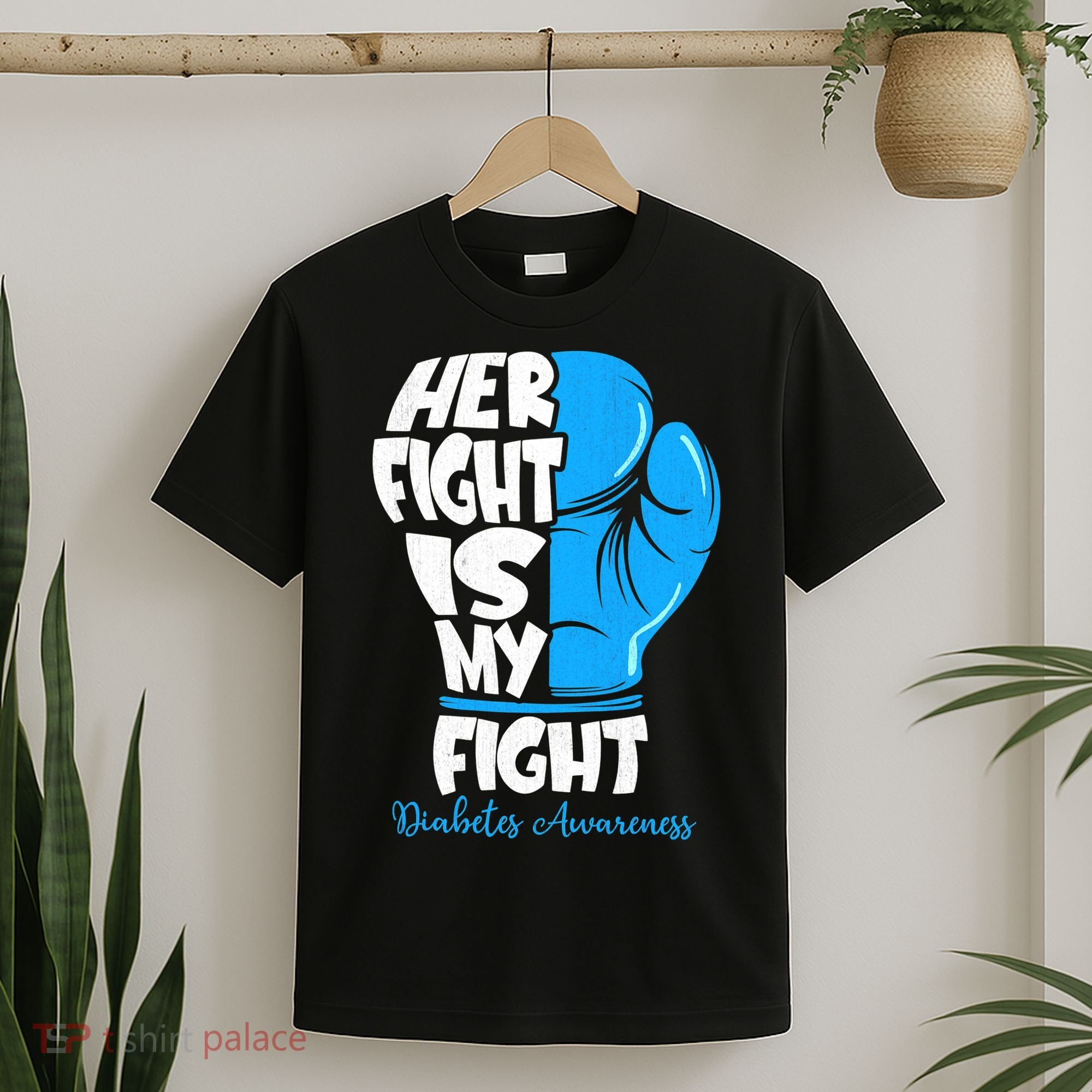 Diabetes Awareness Month Her Fight Is My Fight Boxing Glove T-Shirt