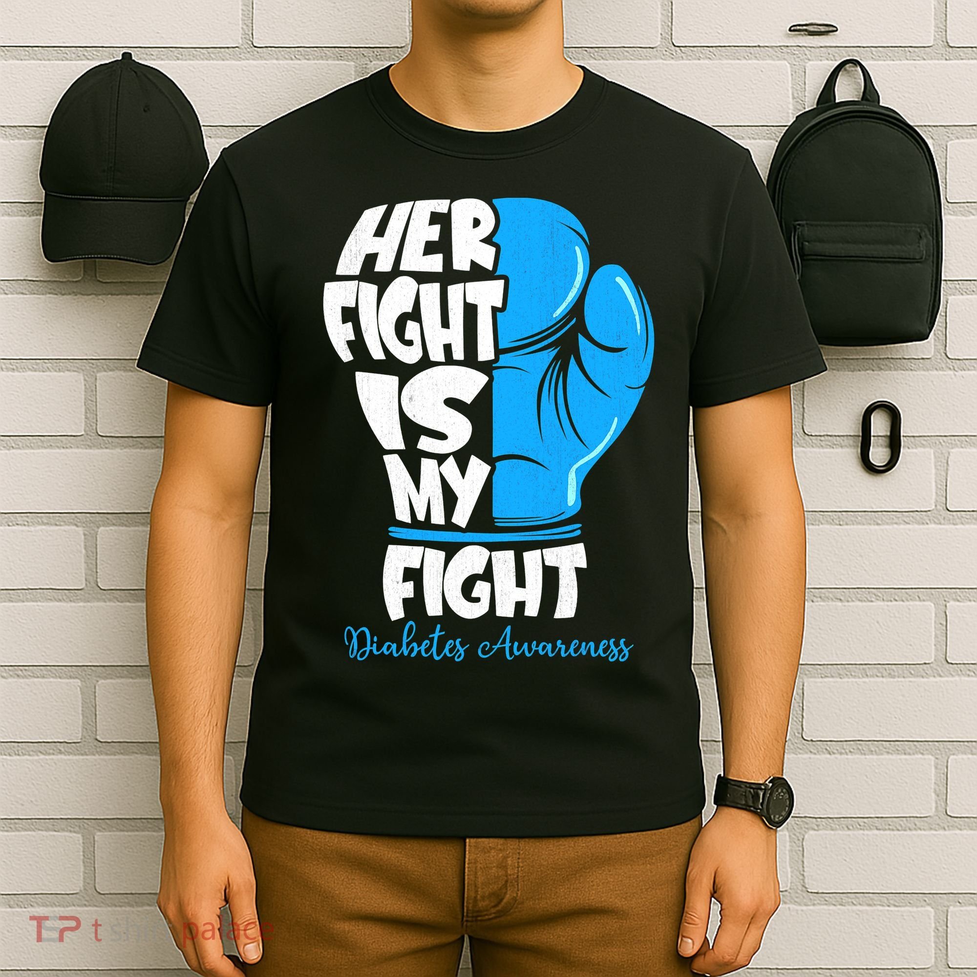 Diabetes Awareness Month Her Fight Is My Fight Boxing Glove T-Shirt