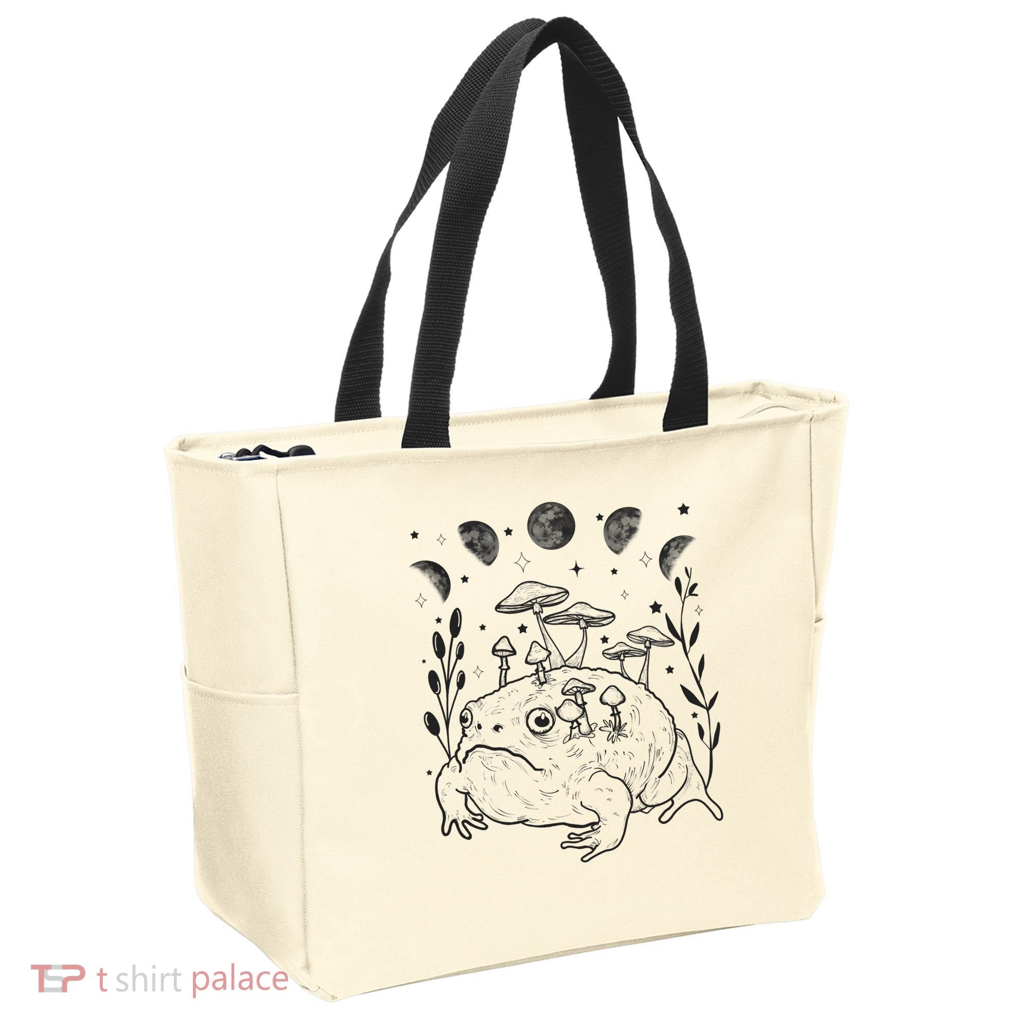 Dark Academia Moon Witchy Goblincore Aesthetic Frog Tote Bag