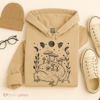 Dark Academia Moon Witchy Goblincore Aesthetic Frog Hoodie thumb 4