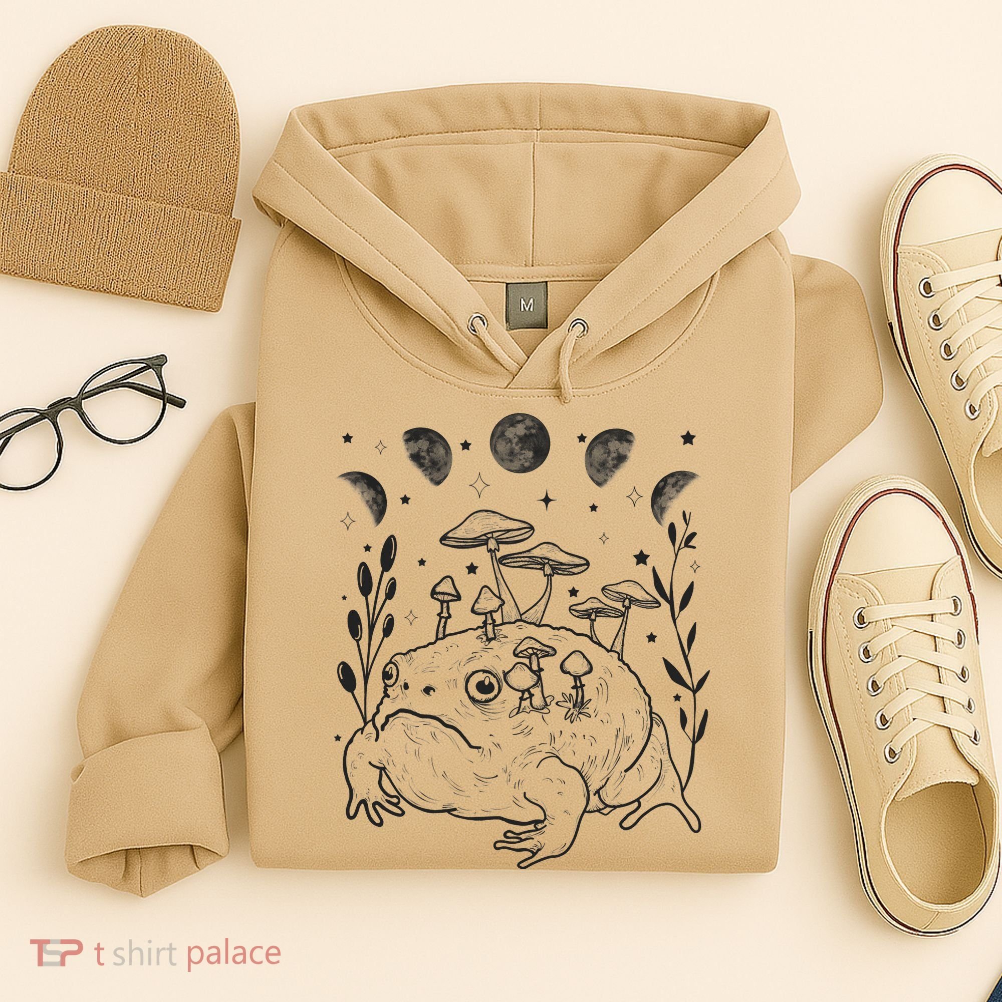 Dark Academia Moon Witchy Goblincore Aesthetic Frog Hoodie