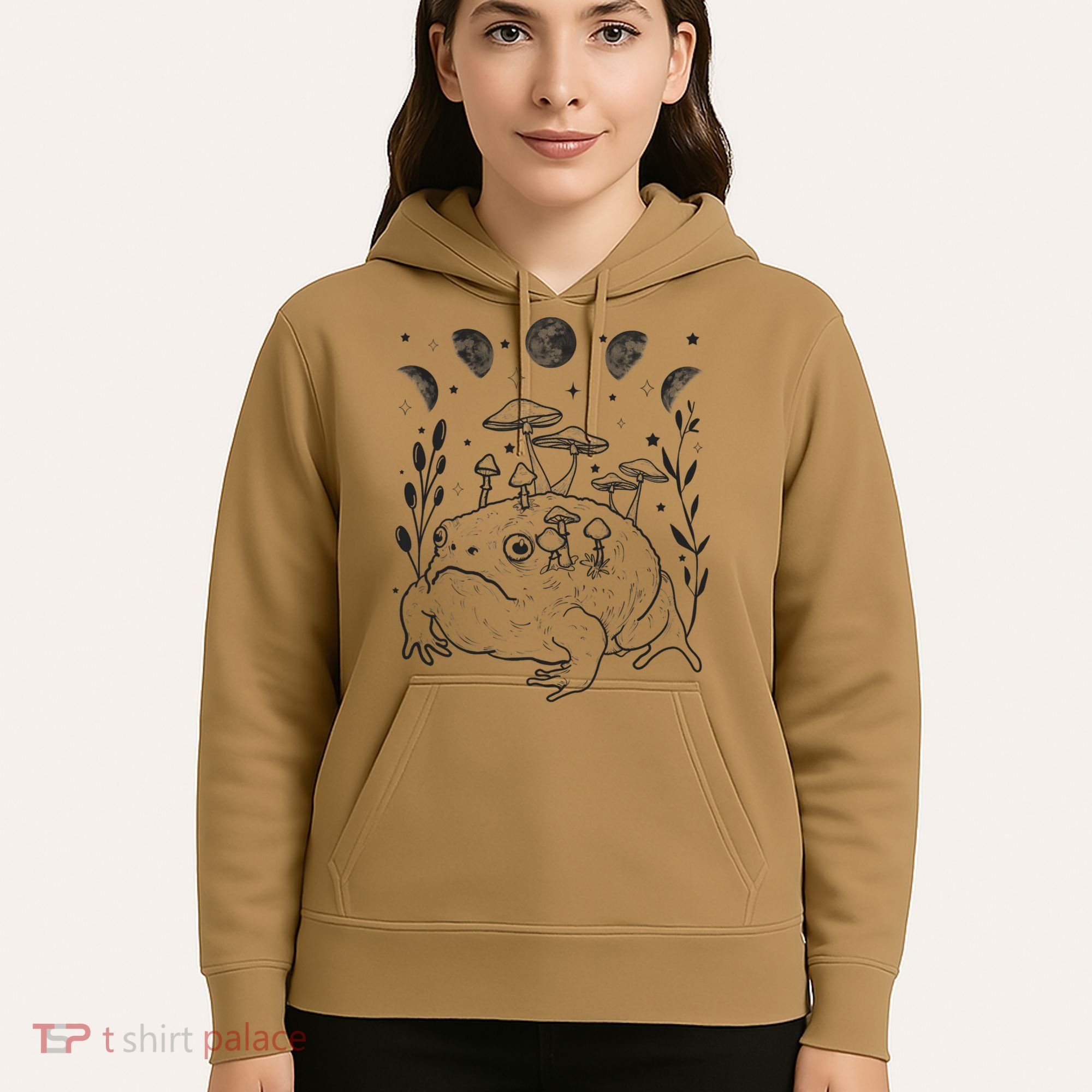 Dark Academia Moon Witchy Goblincore Aesthetic Frog Hoodie