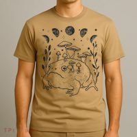 Dark Academia Moon Witchy Goblincore Aesthetic Frog T-Shirt thumb 3
