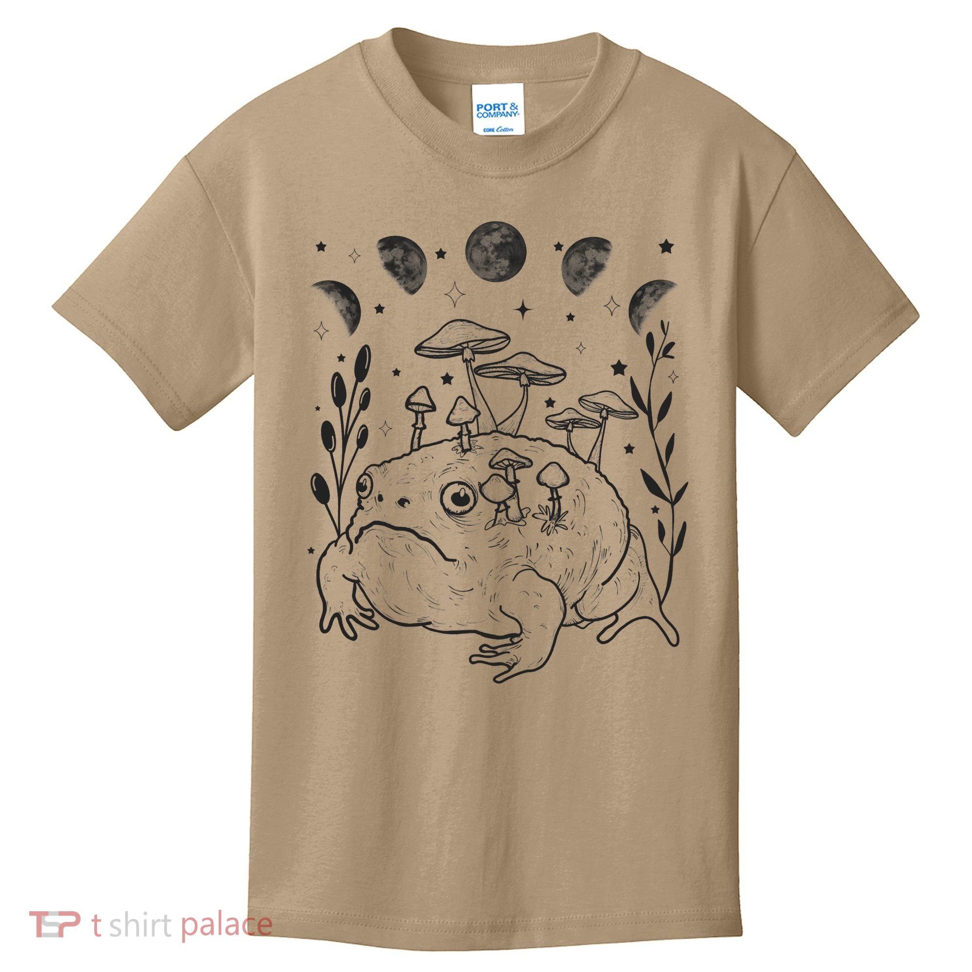 Dark Academia Moon Witchy Goblincore Aesthetic Frog Kids T-Shirt