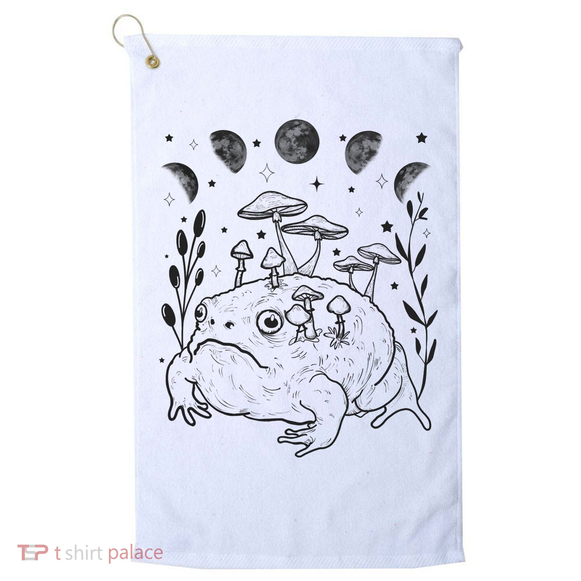 Dark Academia Moon Witchy Goblincore Aesthetic Frog Golf Towel