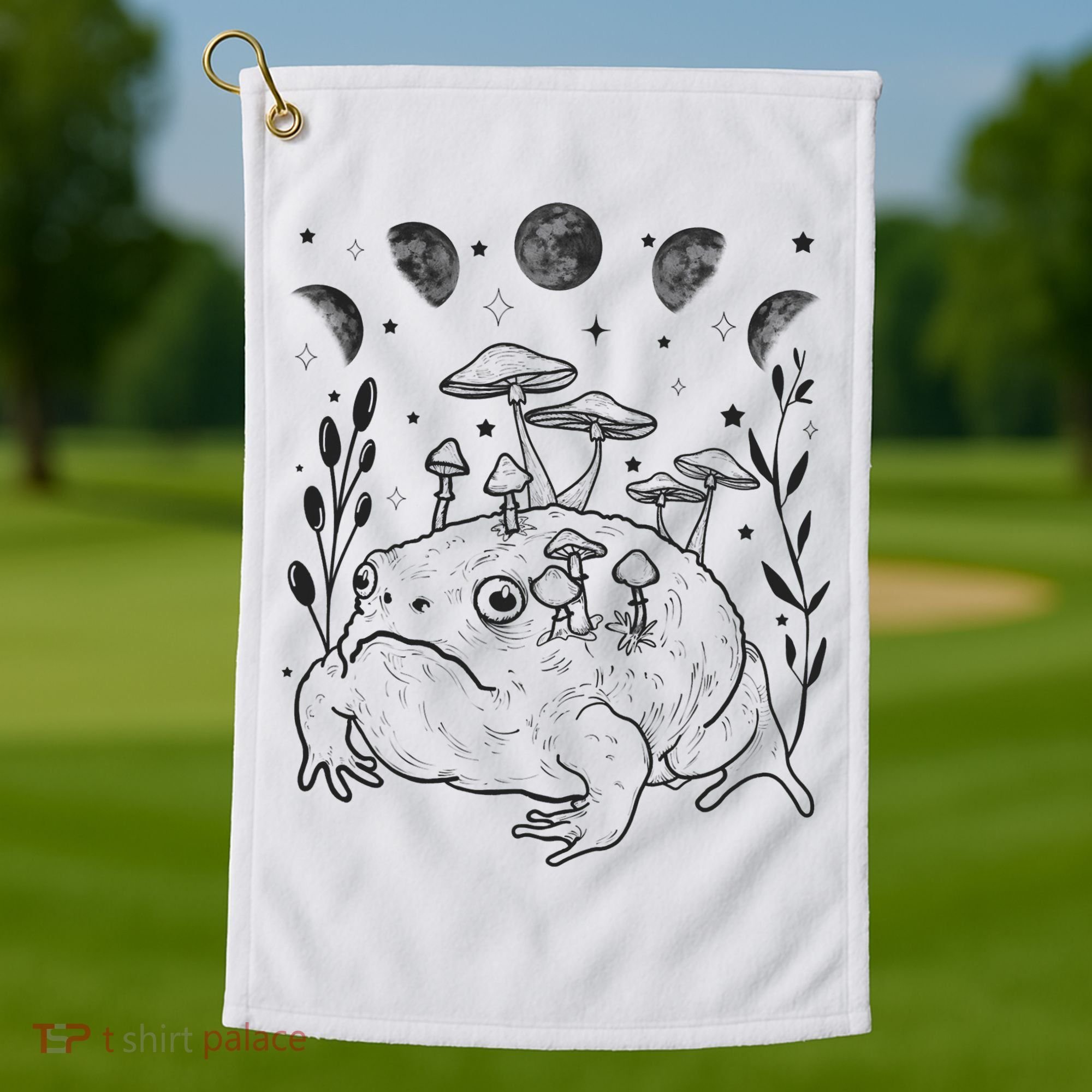 Dark Academia Moon Witchy Goblincore Aesthetic Frog Golf Towel