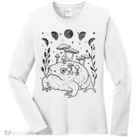 Dark Academia Moon Witchy Goblincore Aesthetic Frog Women's Long Sleeve Shirt thumb 0