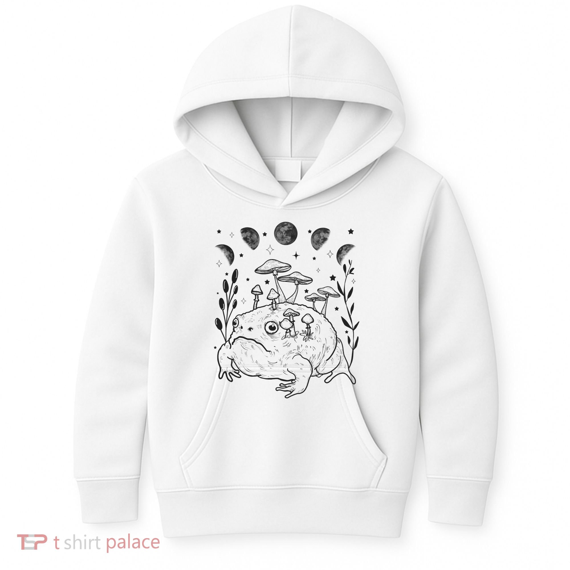 Dark Academia Moon Witchy Goblincore Aesthetic Frog Kids Hoodie