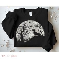 Dachshund And Moon Halloween Dachshund Lovers Pet Owner Sweatshirt thumb 2