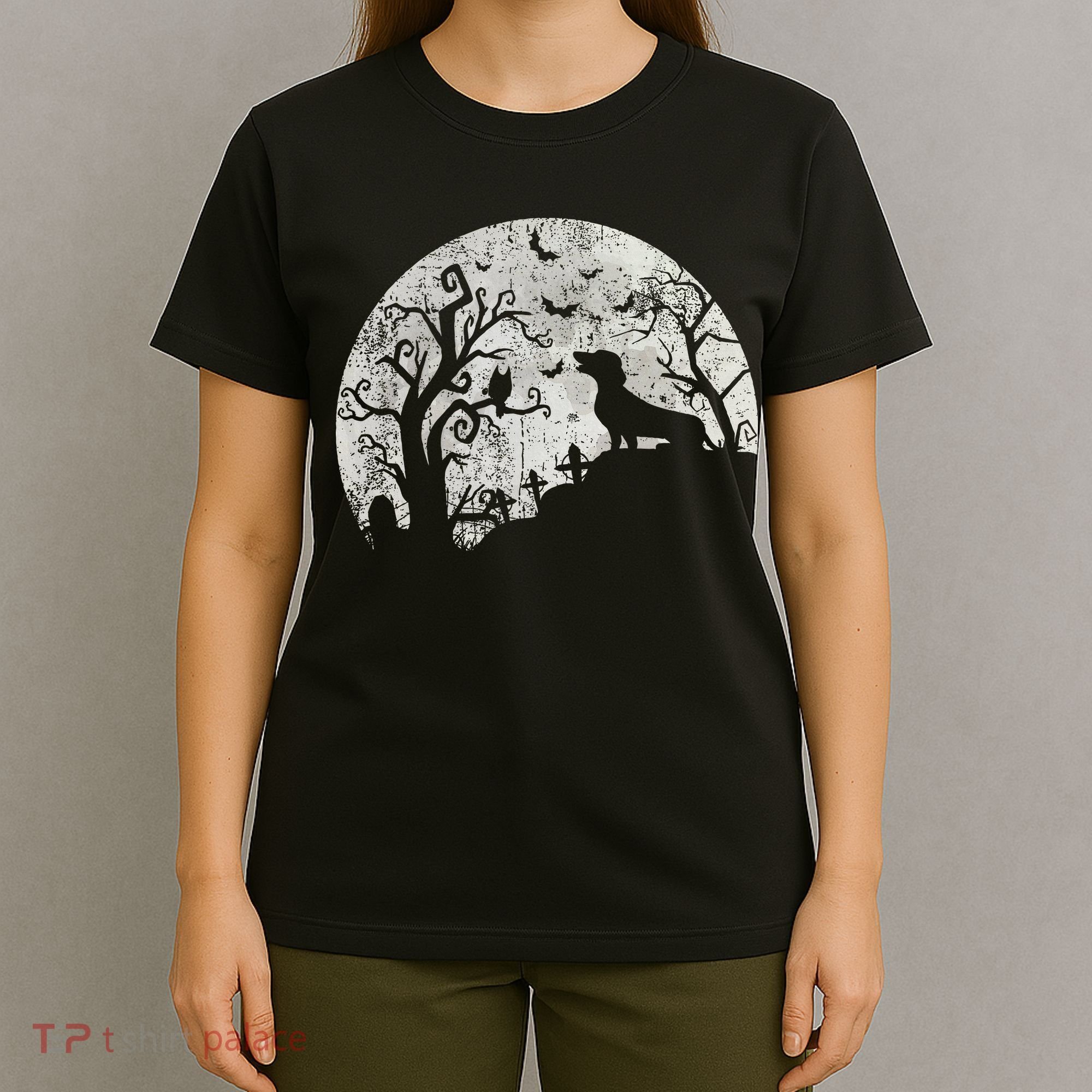 Dachshund And Moon Halloween Dachshund Lovers Pet Owner T-Shirt