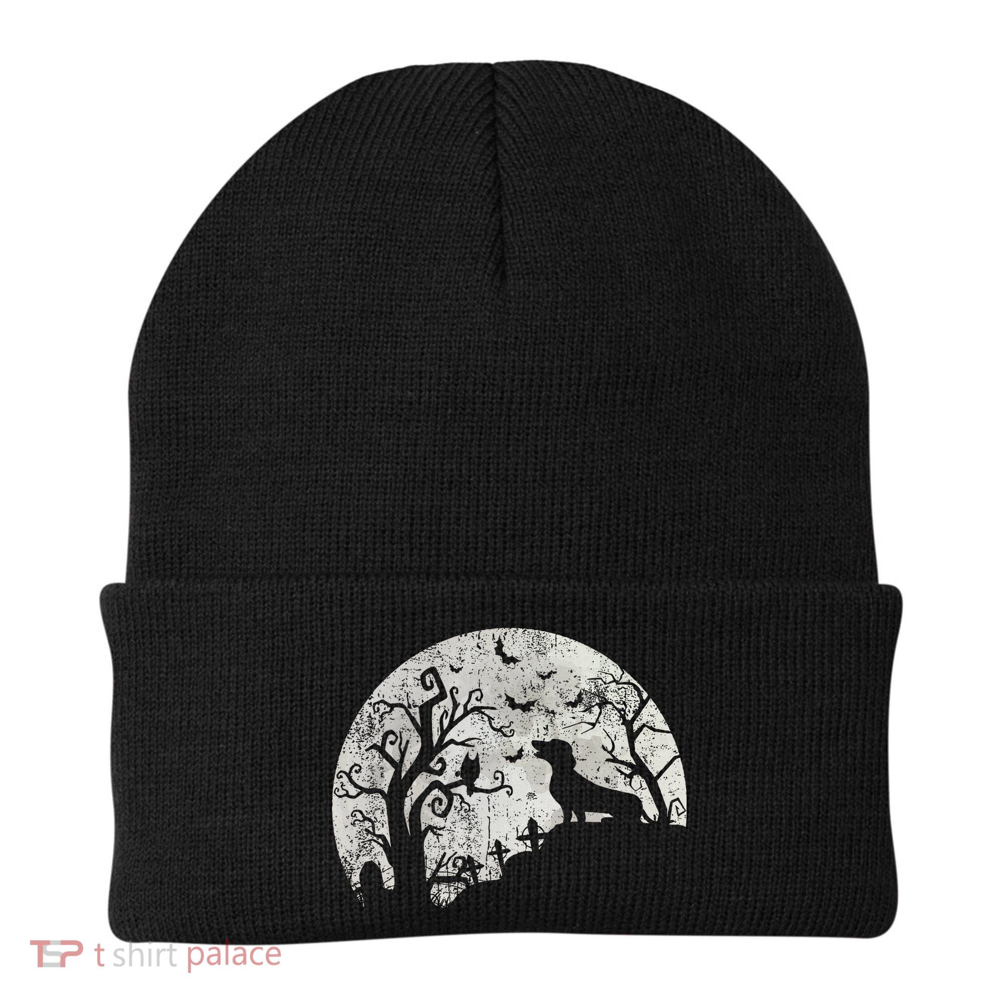 Dachshund And Moon Halloween Dachshund Lovers Pet Owner Beanie