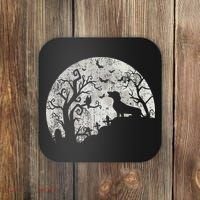 Dachshund And Moon Halloween Dachshund Lovers Pet Owner Coaster thumb 0