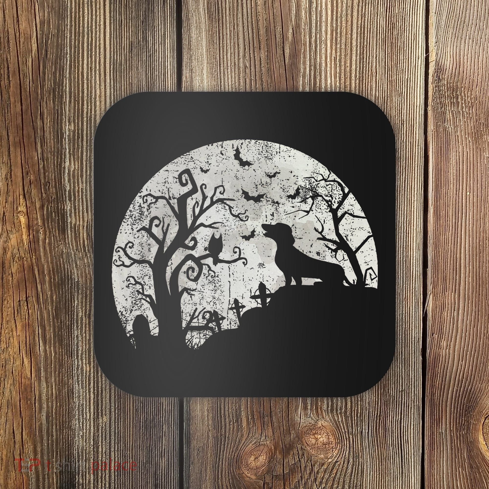Dachshund And Moon Halloween Dachshund Lovers Pet Owner Coaster