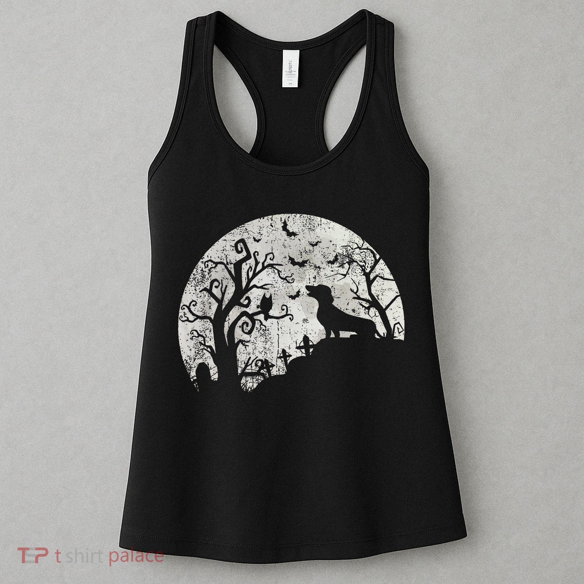 Dachshund And Moon Halloween Dachshund Lovers Pet Owner Women's Tank Top