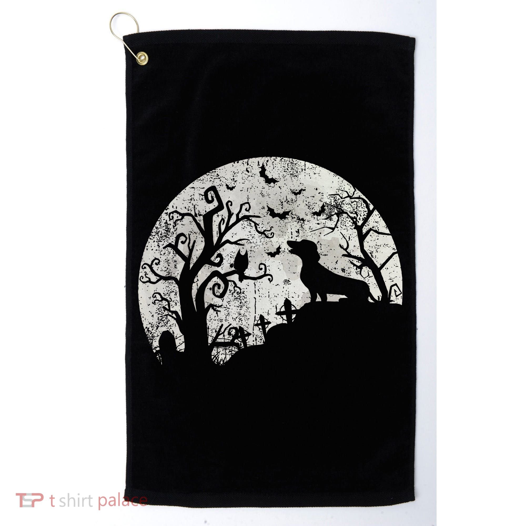 Dachshund And Moon Halloween Dachshund Lovers Pet Owner Golf Towel