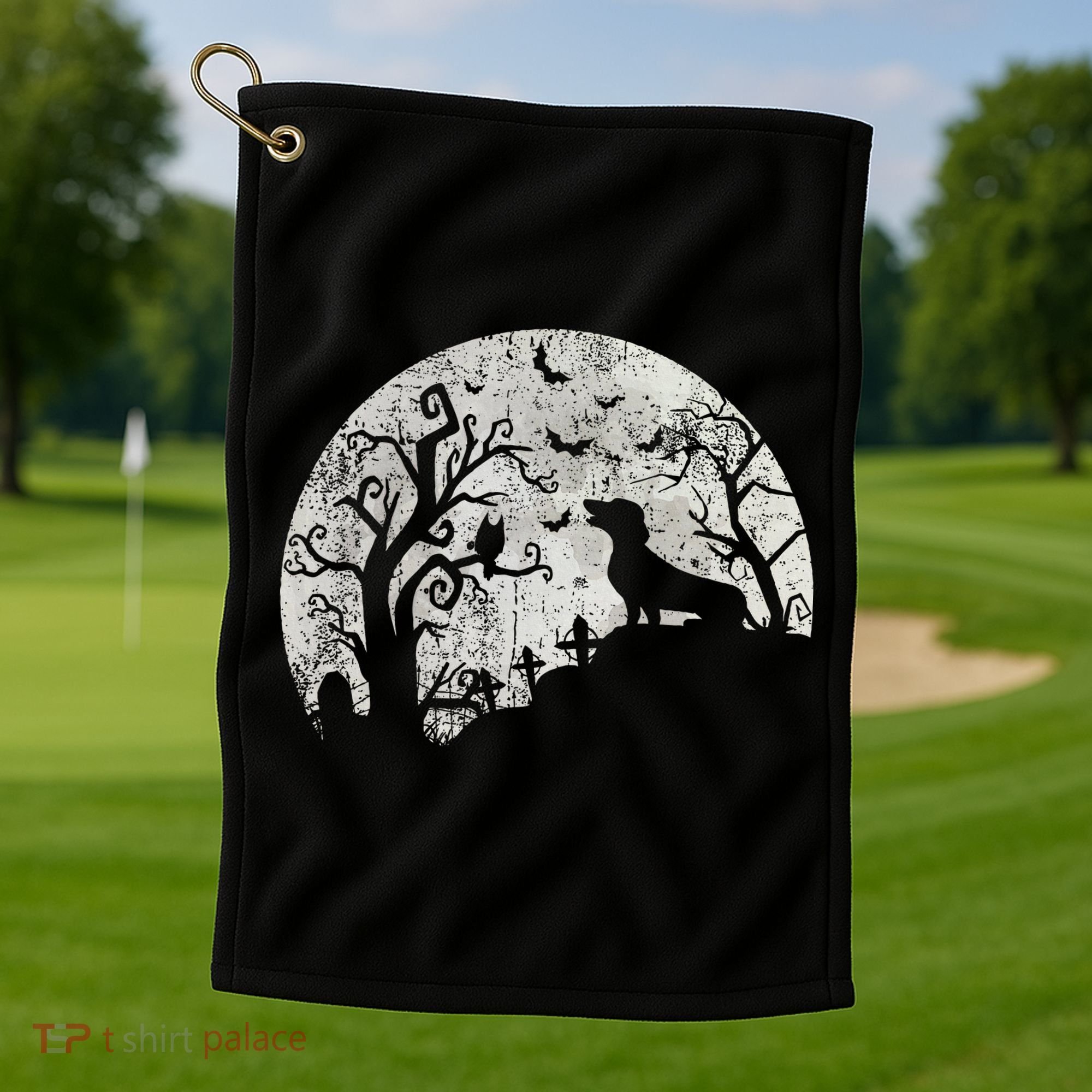 Dachshund And Moon Halloween Dachshund Lovers Pet Owner Golf Towel