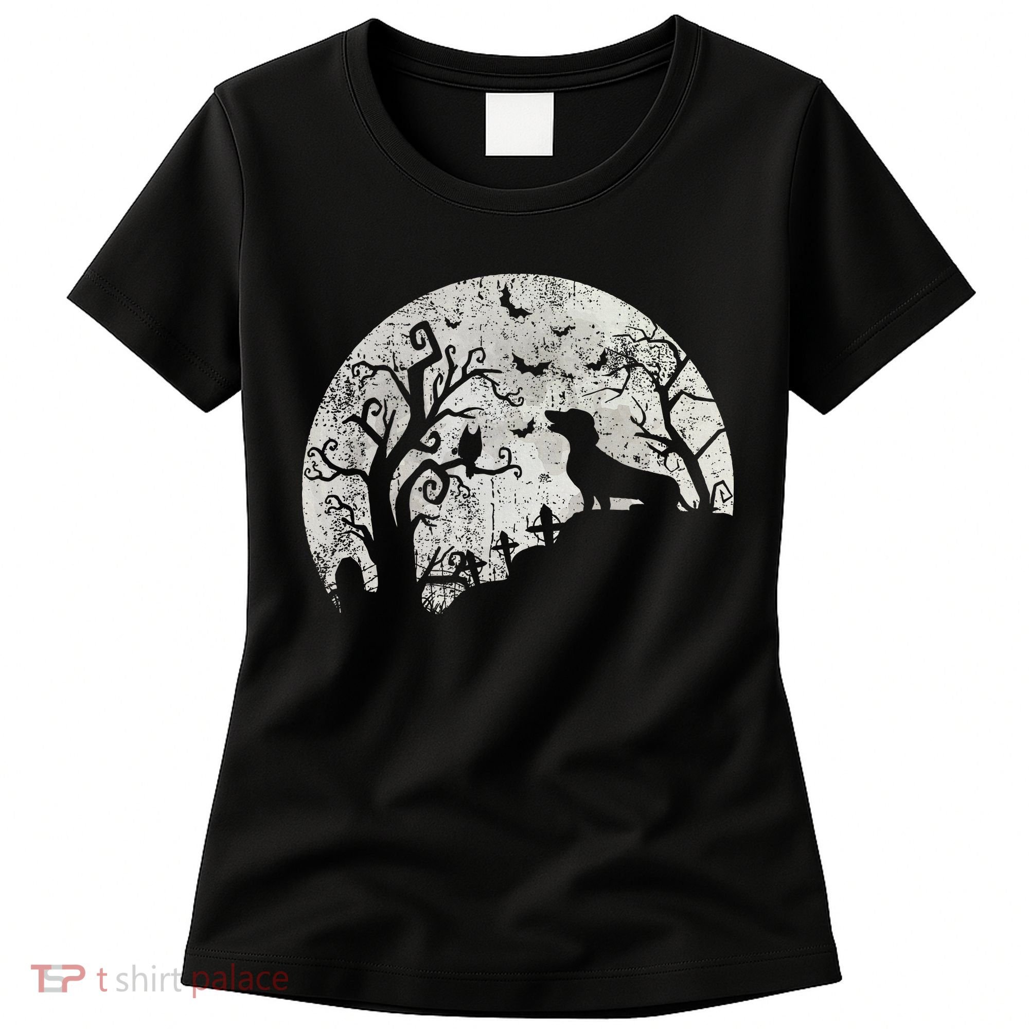 Dachshund And Moon Halloween Dachshund Lovers Pet Owner Women's T-Shirt