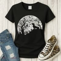 Dachshund And Moon Halloween Dachshund Lovers Pet Owner Women's T-Shirt thumb 3
