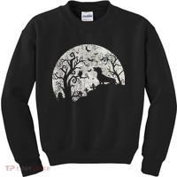 Dachshund And Moon Halloween Dachshund Lovers Pet Owner Kids Sweatshirt thumb 0