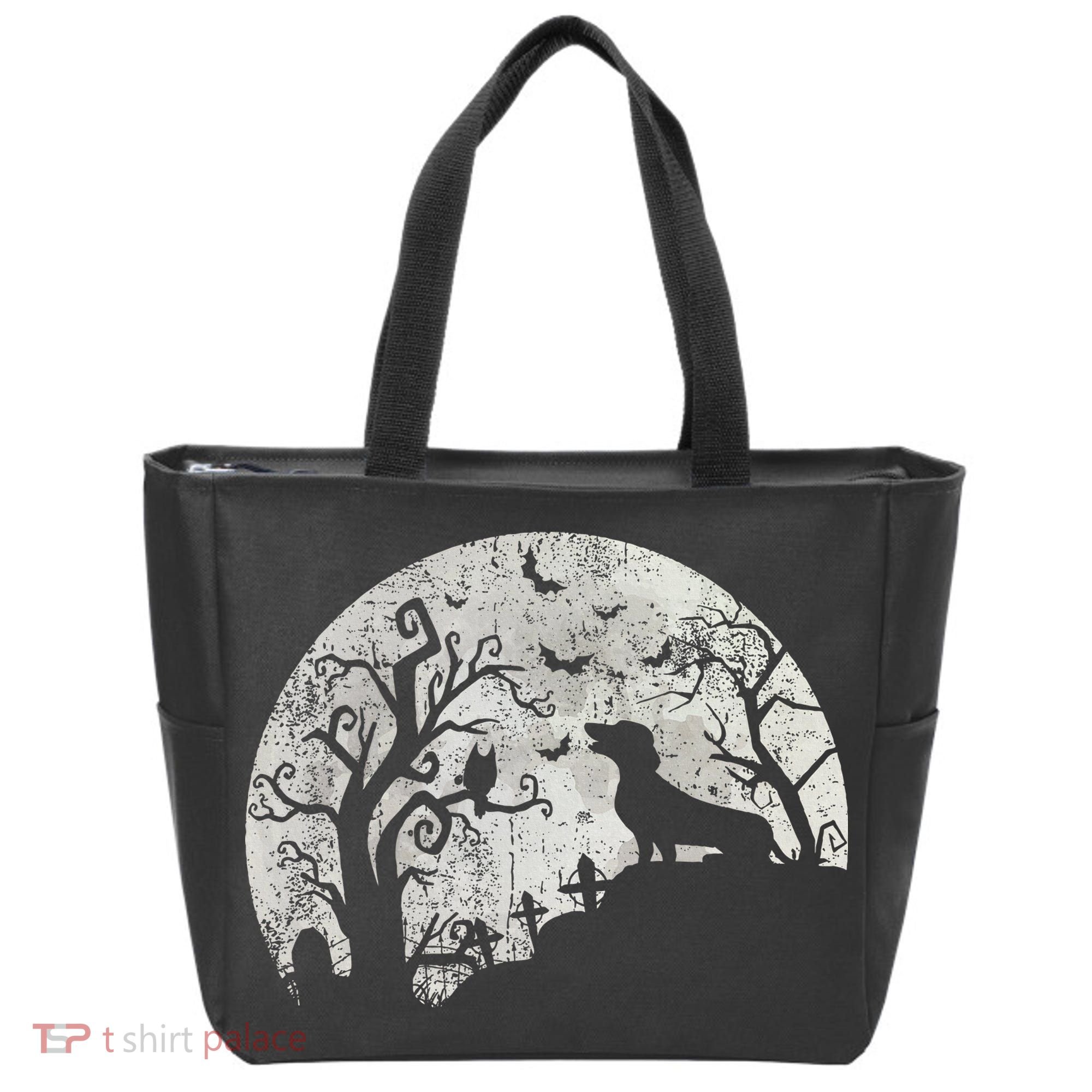 Dachshund And Moon Halloween Dachshund Lovers Pet Owner Tote Bag