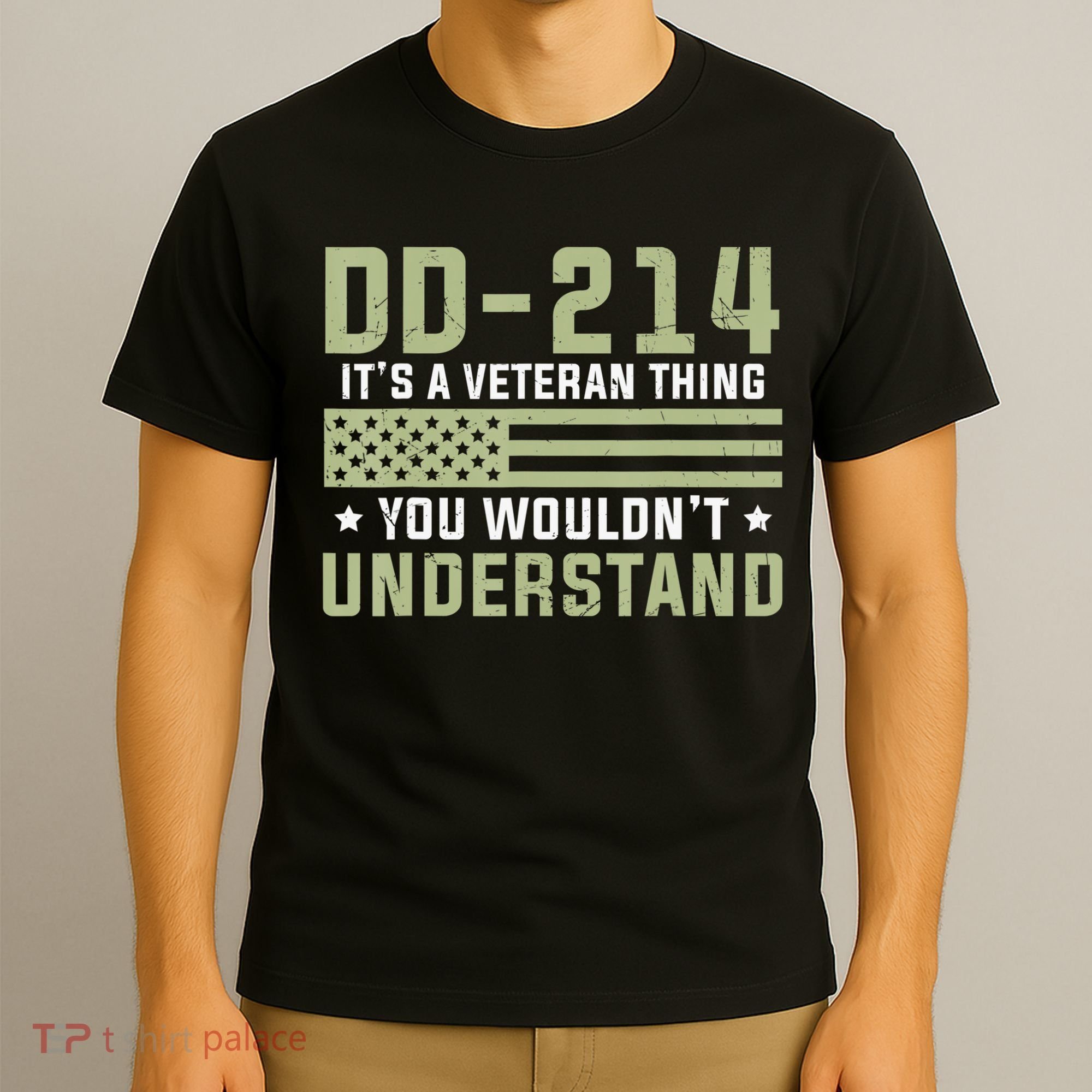 DD-214 Alumni Military Veteran Vintage American Fla T-Shirt