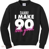 Damn! I Make 90 Look Good Birthday Kids Sweatshirt thumb 0