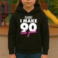 Damn! I Make 90 Look Good Birthday Kids Hoodie thumb 3