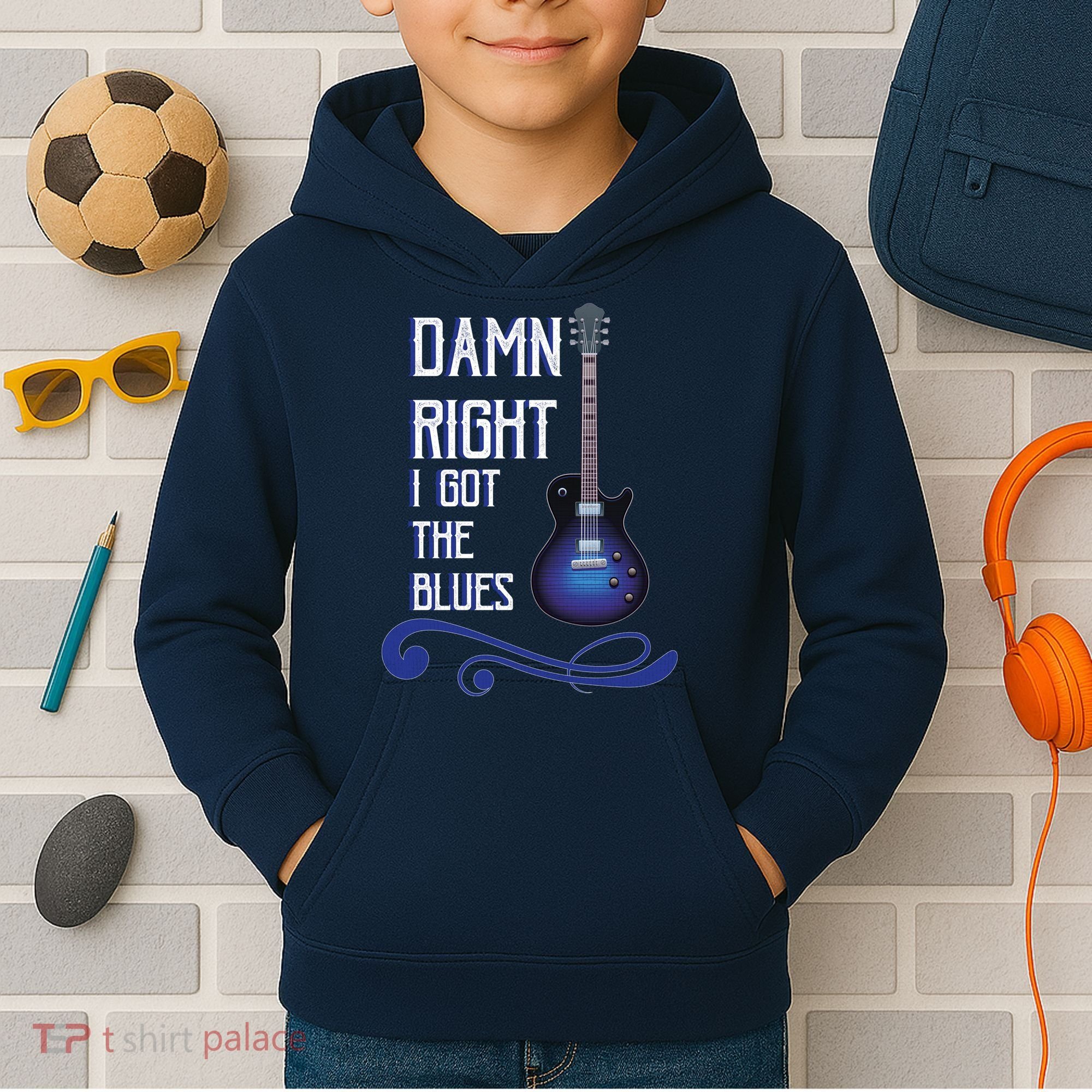 Damn Right I Got The Blues Guitar Kids Hoodie
