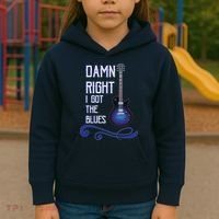 Damn Right I Got The Blues Guitar Kids Hoodie thumb 3