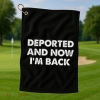 Deported And Now IM Back Funny Golf Towel thumb 1