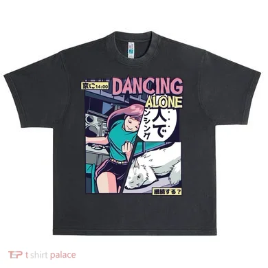Dancing Alone Anime Urban Oversized Heavyweight T-Shirt