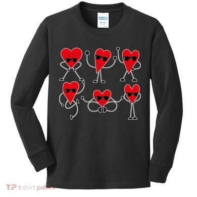 Dancing Hearts Dance Challenge Valentines Day Kids Long Sleeve Shirt